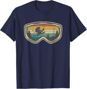 Ski Goggles Mountain Snow Skiing Retro Winter Vacation Gift T-Shirt - T-Shirt | Navy