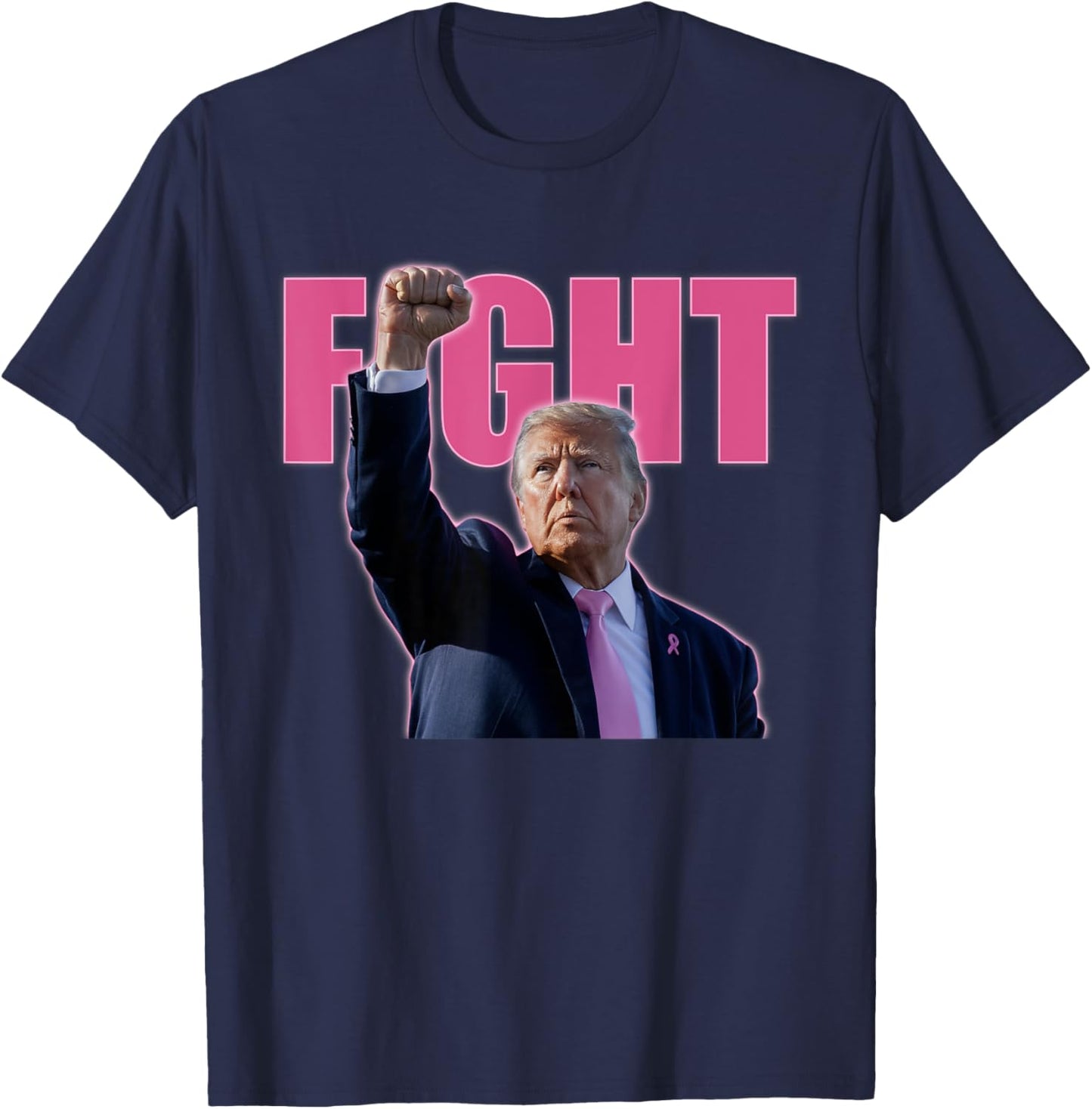 Trump Breast Cancer Awareness Survivor Fighter T-Shirt - T-Shirt | Navy
