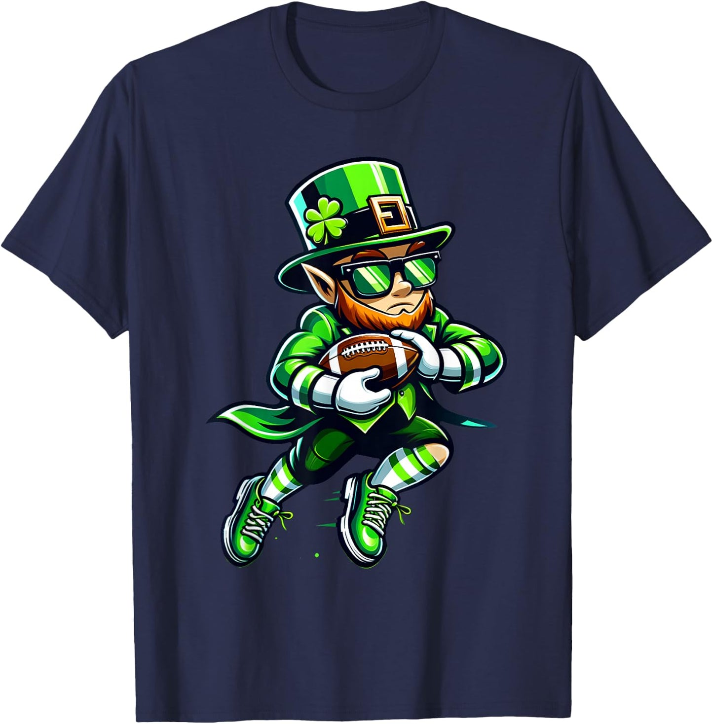 Leprechaun Playing Football St Patricks Day Sport Boys T-Shirt - T-Shirt | Navy