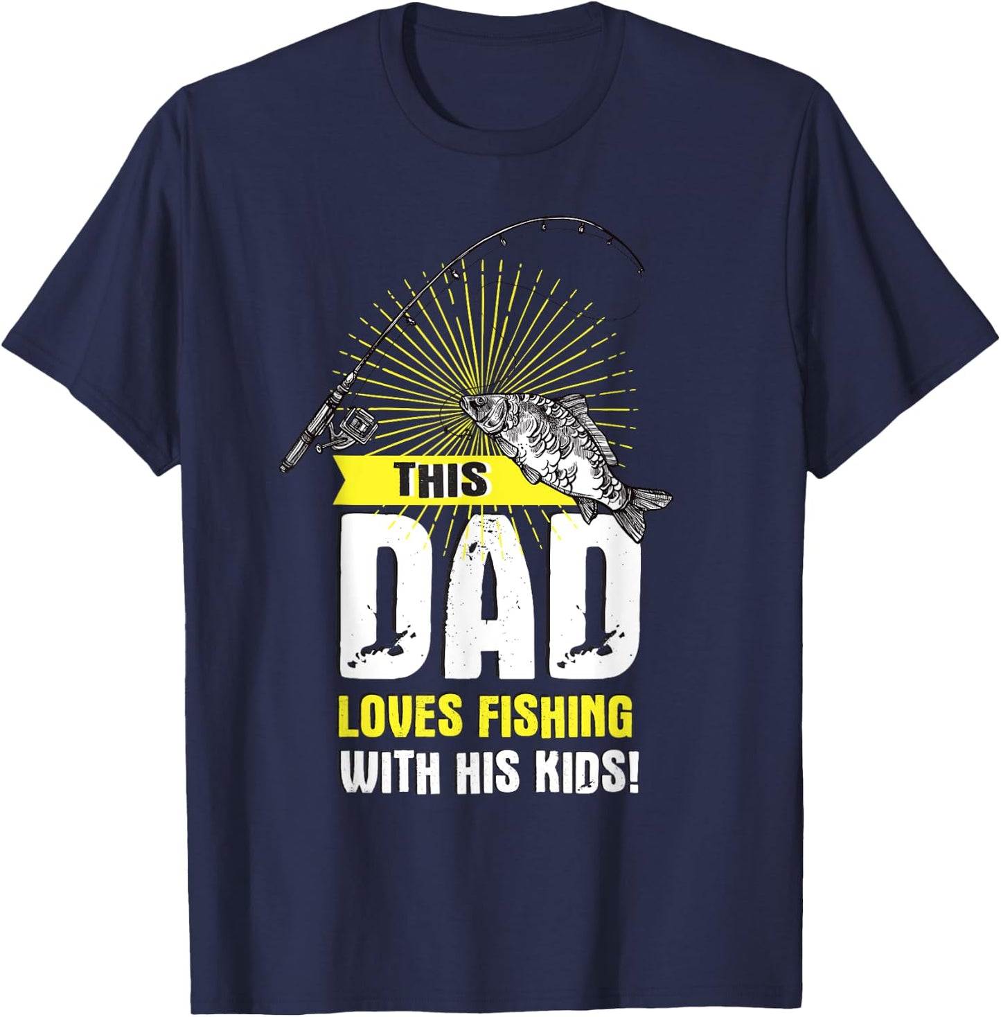 This Dad Loves Fishing With His Kids Funny Father Quote T-Shirt - T-Shirt | Navy