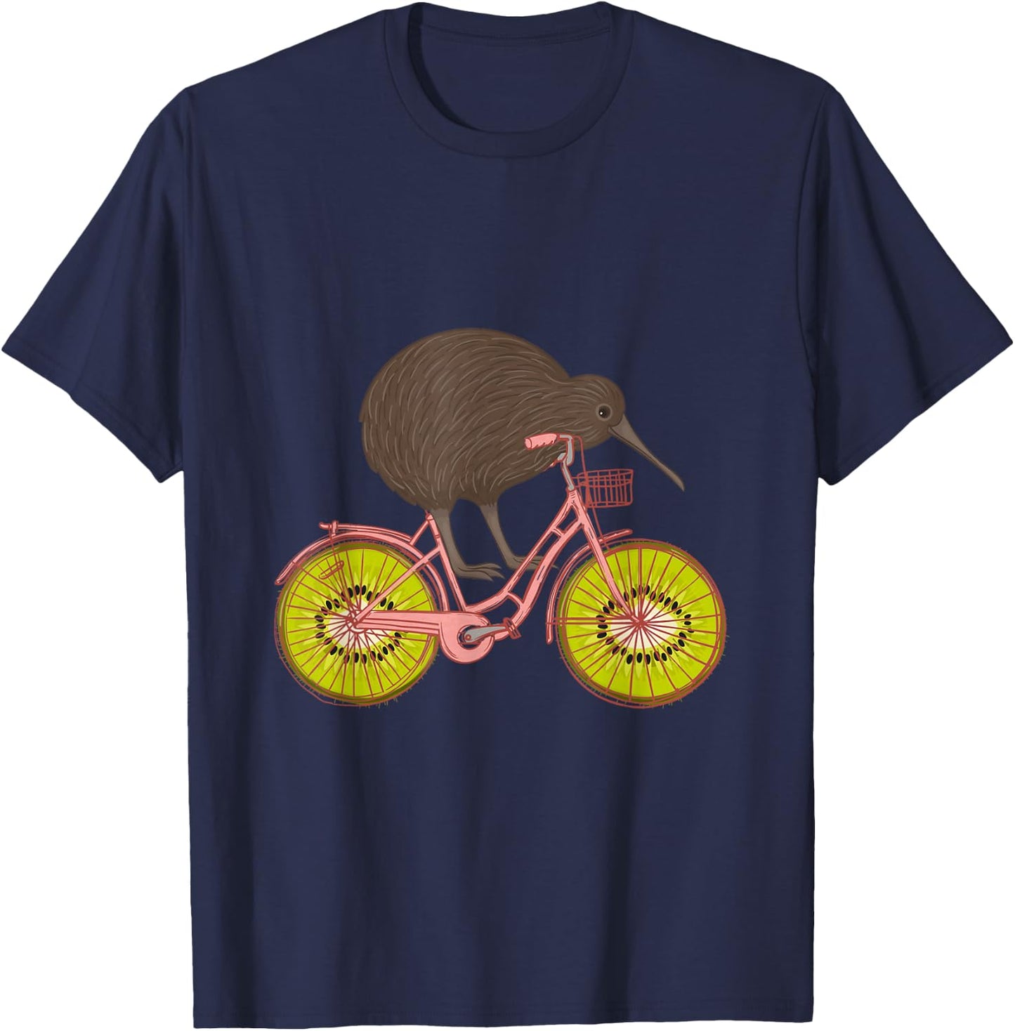 Cute Animal Kiwi Cycling New Zealand T-Shirt - T-Shirt | Navy
