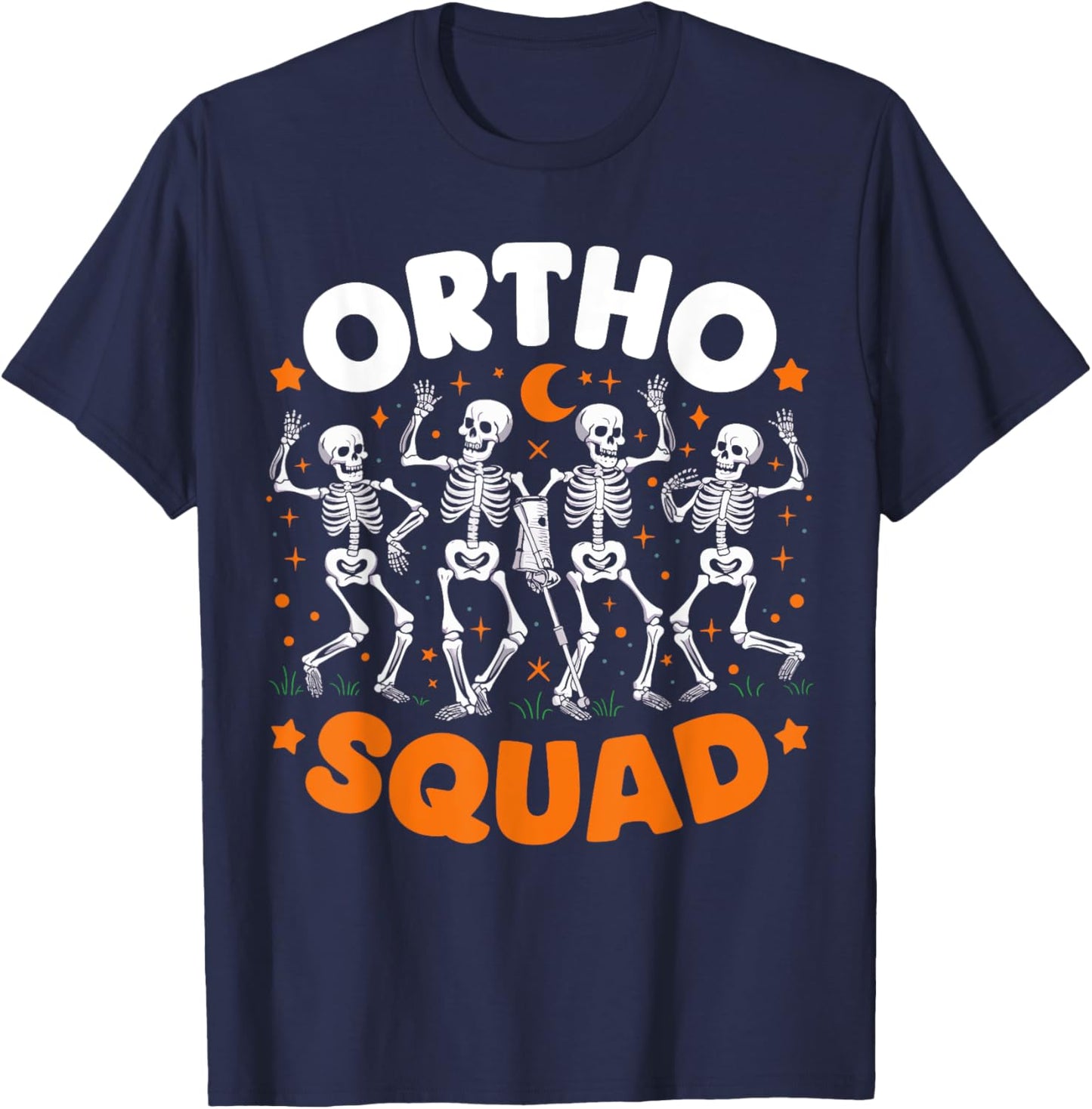 Ortho Squad Skeleton Halloween Orthopedic Nurse RN T-Shirt - T-Shirt | Navy