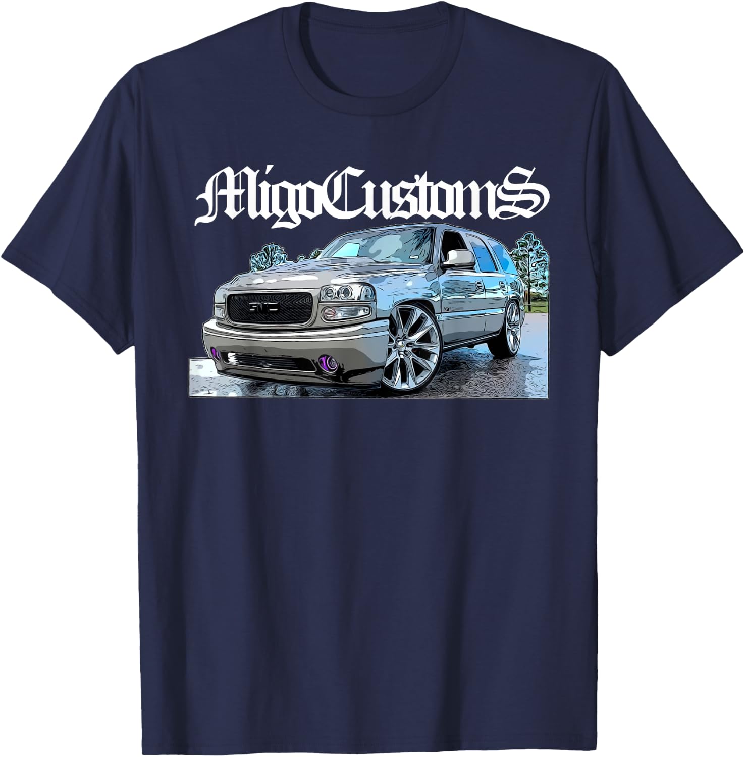 Custom Lowered Yukon, Tahoe SUV Trucks T-Shirt - T-Shirt | Navy