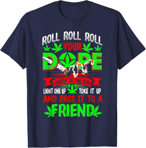 Funny Weed Pot Lover Roll Joint Friend Smoking Marijuana Short Sleeve T-Shirt - T-Shirt | Navy