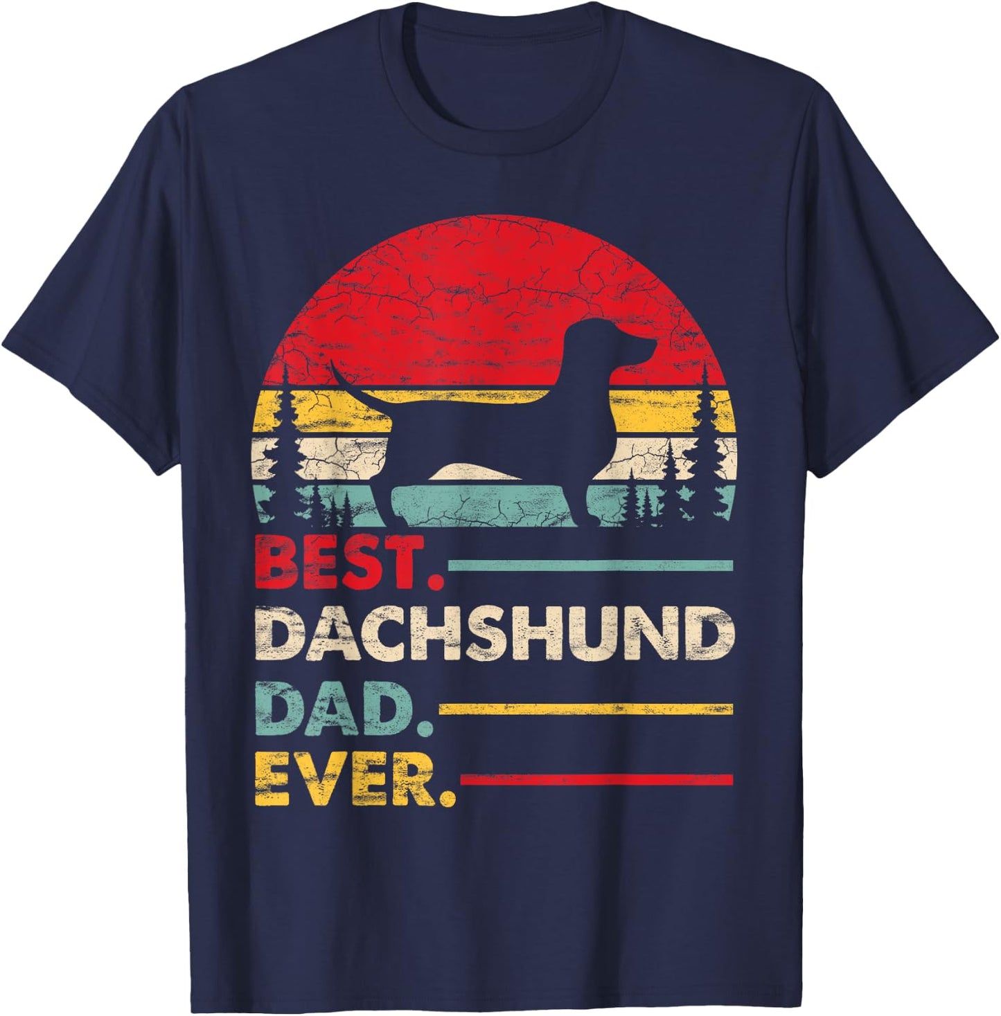 Dachshund Best Dad Ever Gift Dog Vintage Retro Men T-Shirt - T-Shirt | Navy