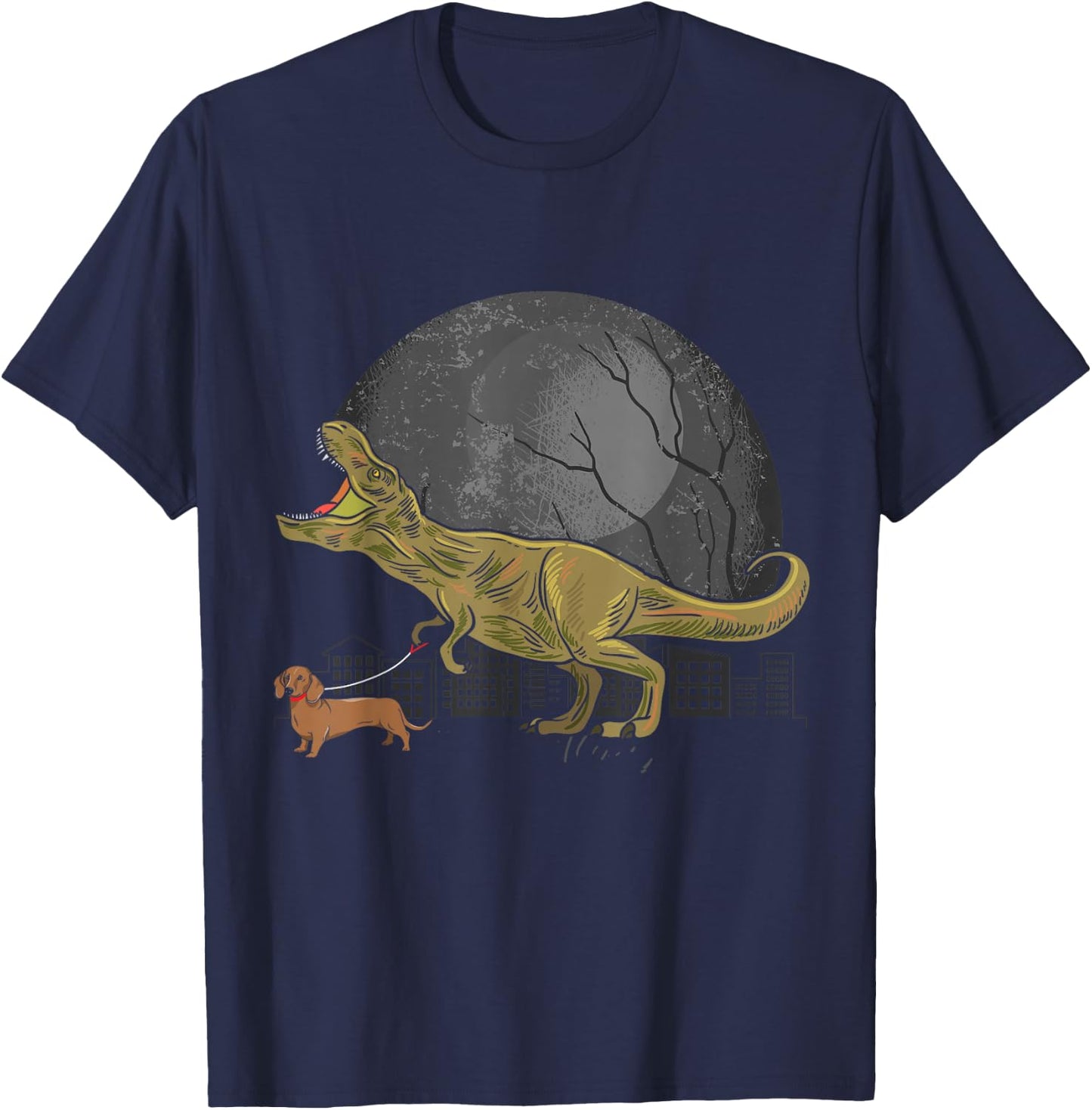 Dinosaur T Rex Dog Dachshund Women Girls Kids T-Shirt - T-Shirt | Navy