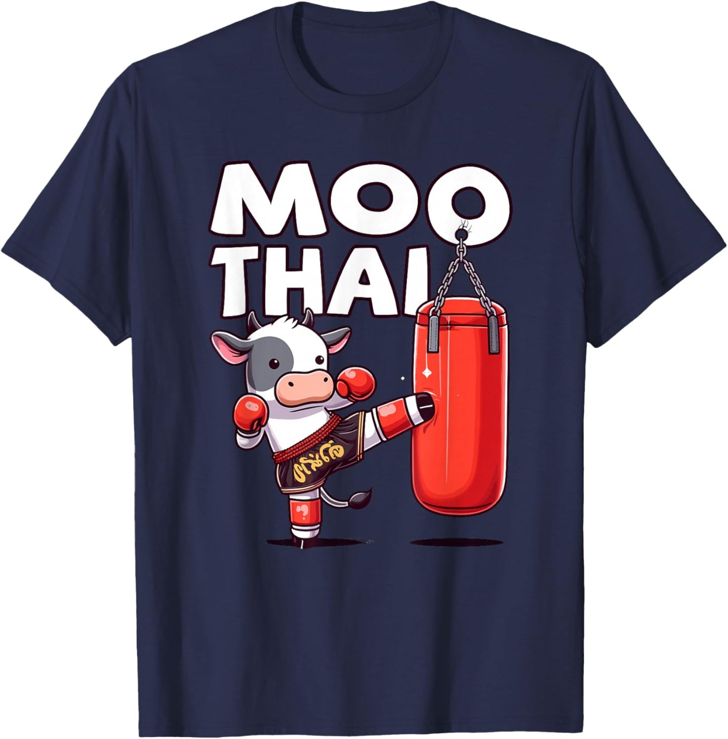 Muay Thai, Moo Thai | Thai Boxing For Youth, Muay Thai Cow T-Shirt - T-Shirt | Navy