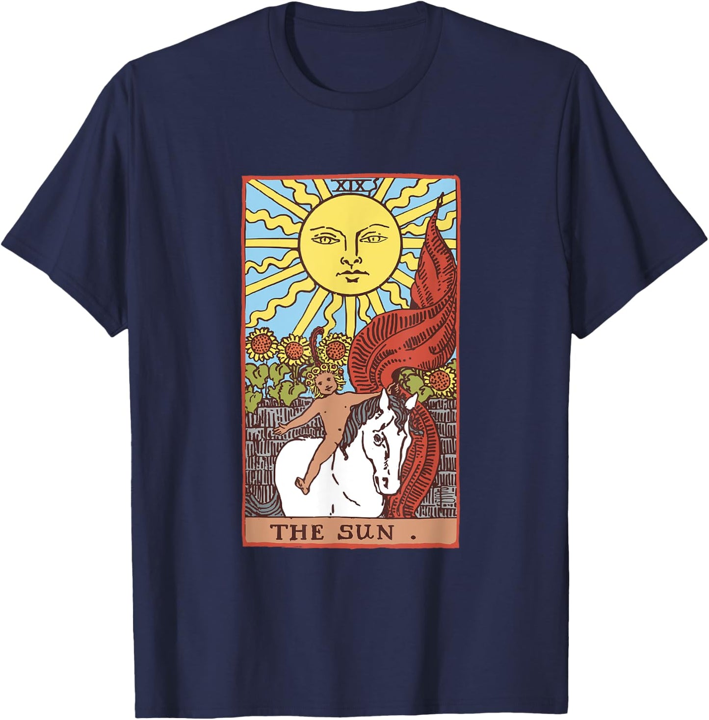 Sun Tarot Card Rider Waite T-Shirt - T-Shirt | Navy
