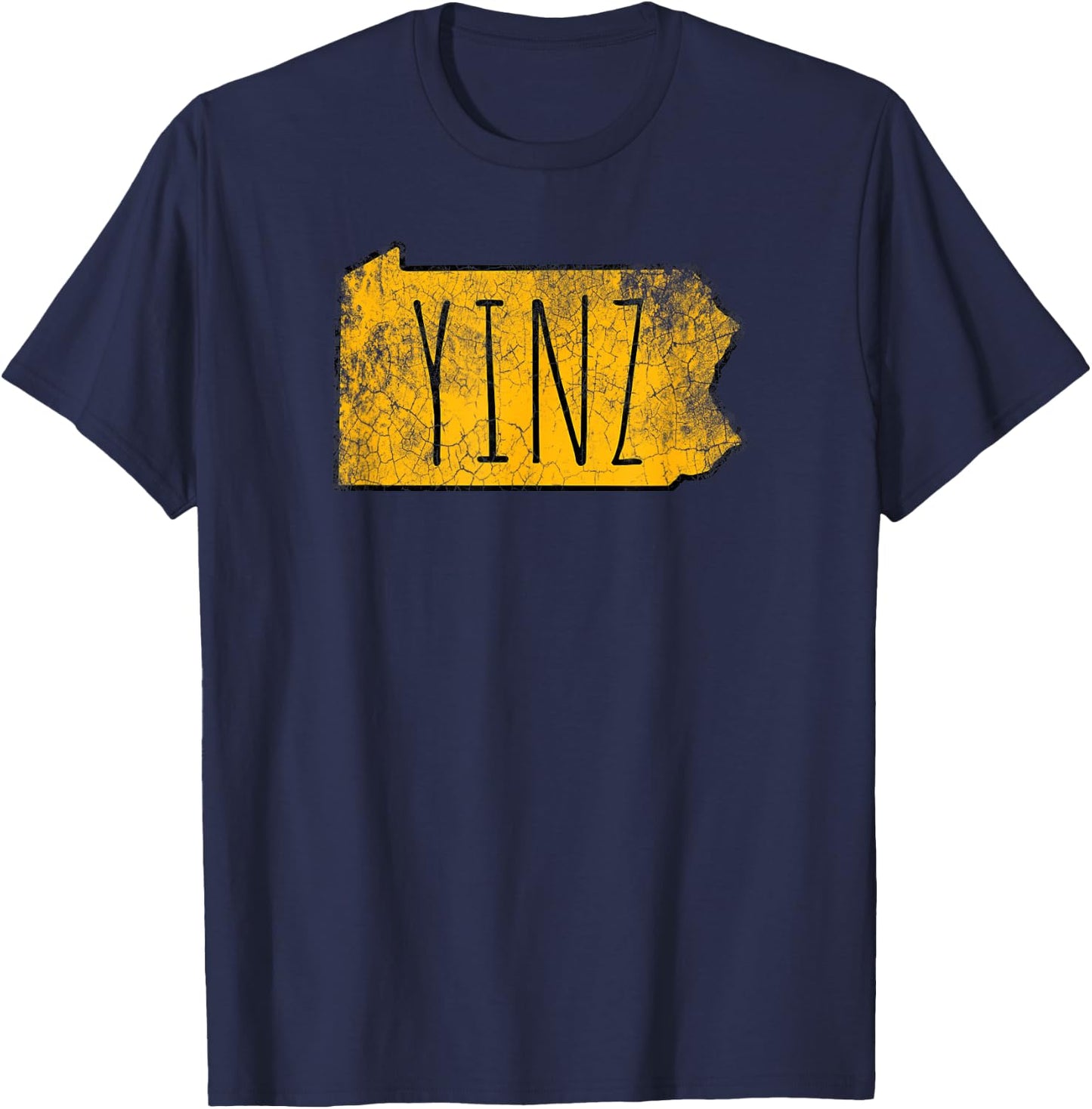 Yinz Pittsburgh Pennsylvania Map Funny Vintage T-Shirt - T-Shirt | Navy
