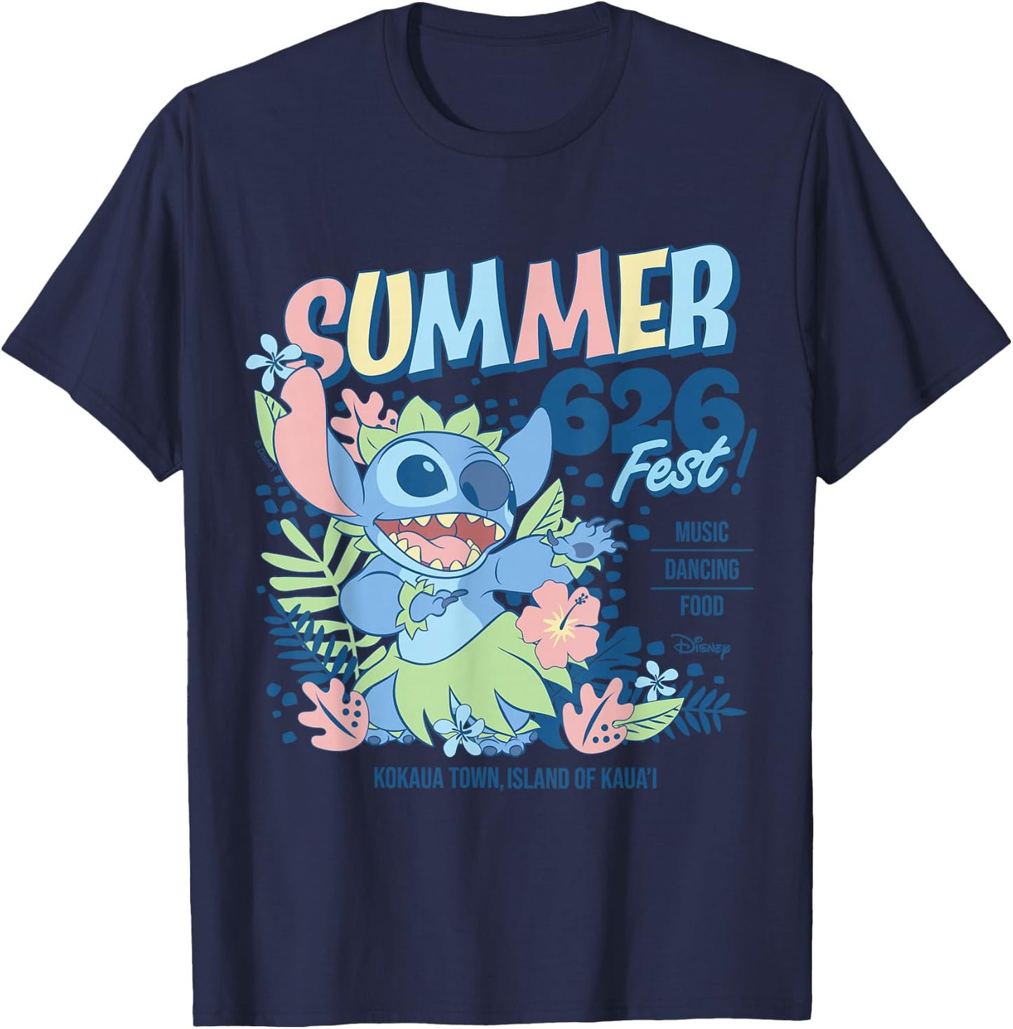 Lilo & Stitch - Summer Fest 626 Kokaua Town Kaua'i Hawaii T-Shirt - T-Shirt | Navy