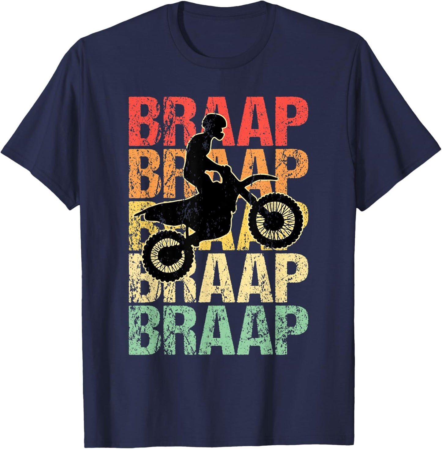 Braap Brap Motocross Vintage T-Shirt - T-Shirt | Navy