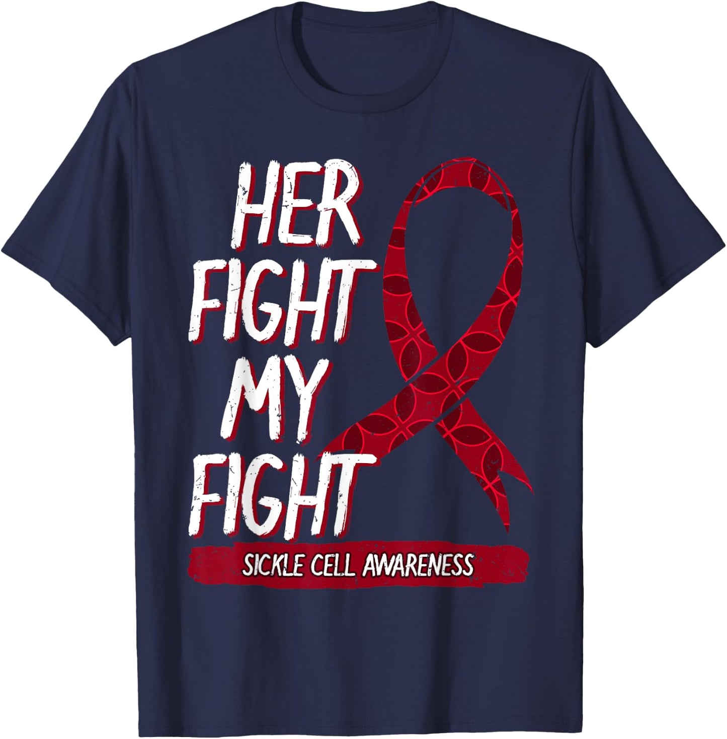 Sickle Cell Awareness Blood Disorder Burgundy Ribbon Gift T-Shirt - T-Shirt | Navy