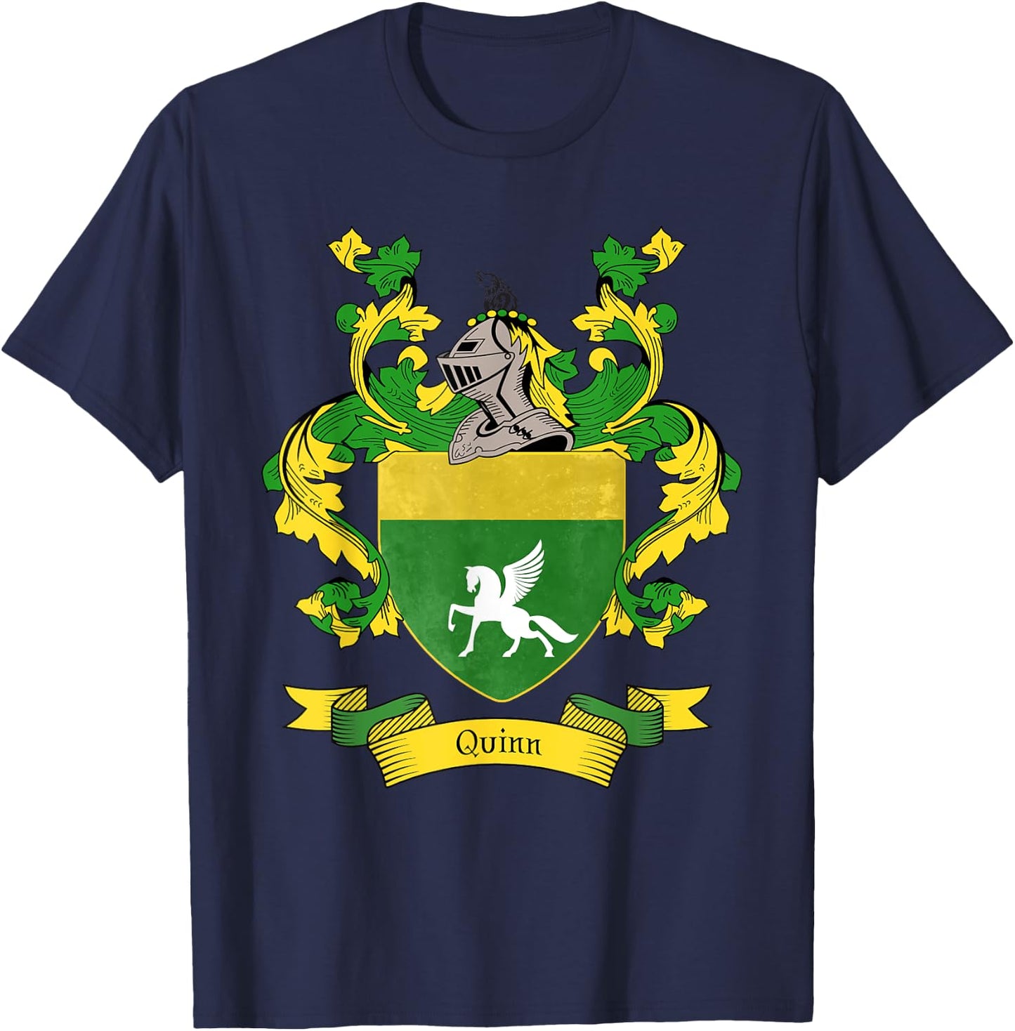 Quinn Coat of Arms | Quinn Surname Family Crest T-Shirt - T-Shirt | Navy