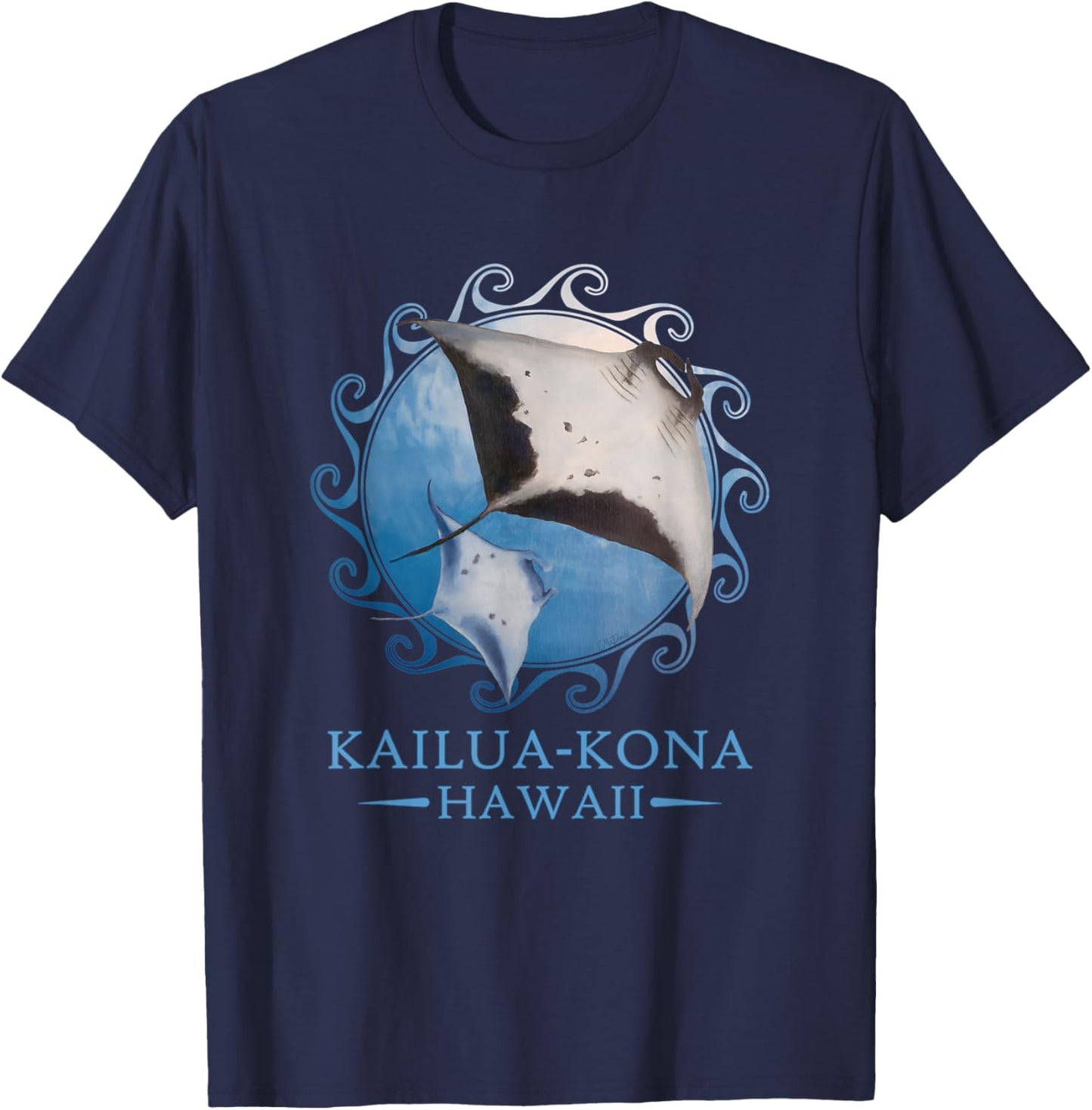 Kailua-Kona Hawaii Stingray Manta Ray Ocean Animals T-Shirt - T-Shirt | Navy