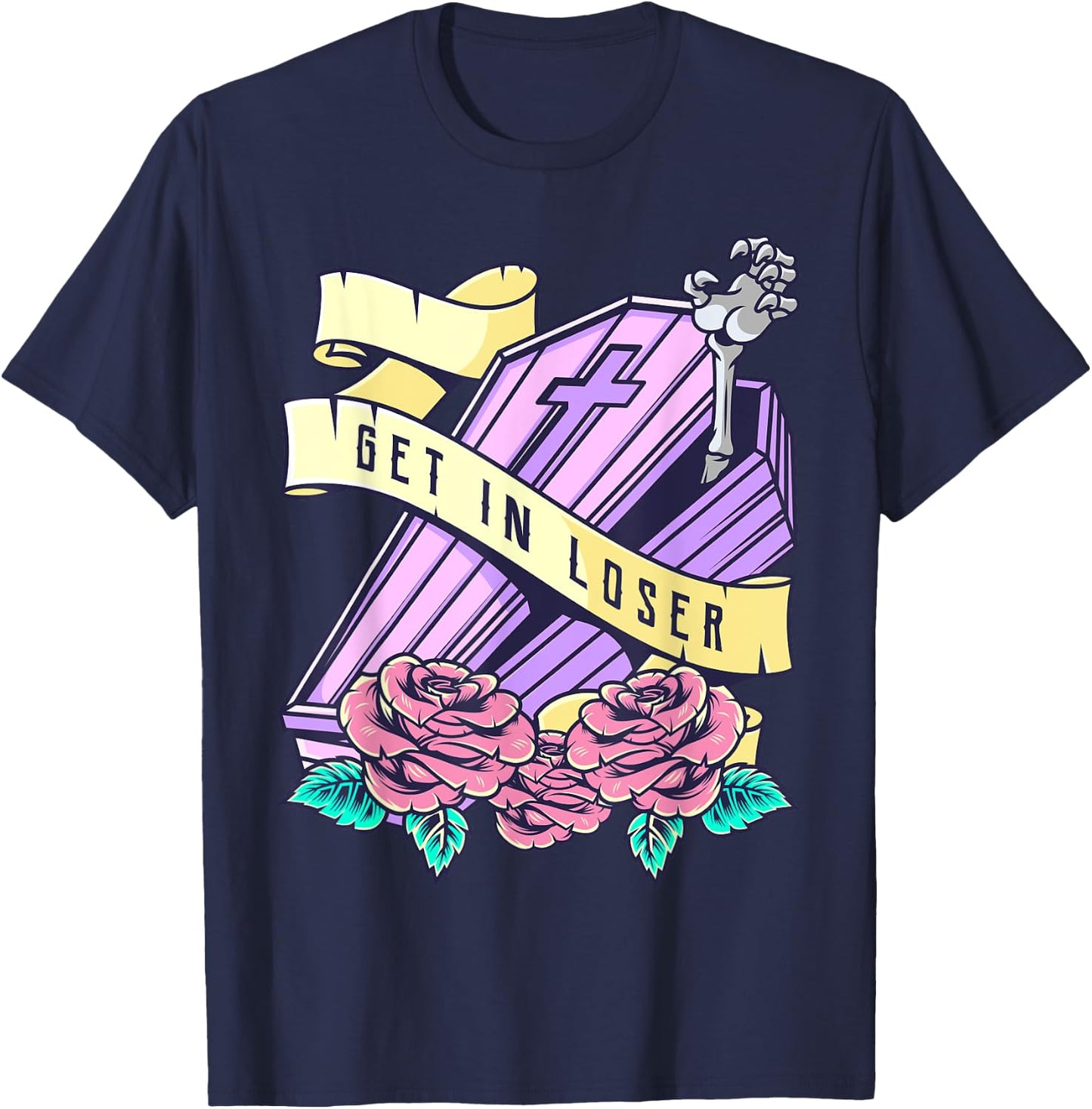 Get in Loose Coffin Pastel Goth Kawaii Halloween Aesthetic T-Shirt - T-Shirt | Navy