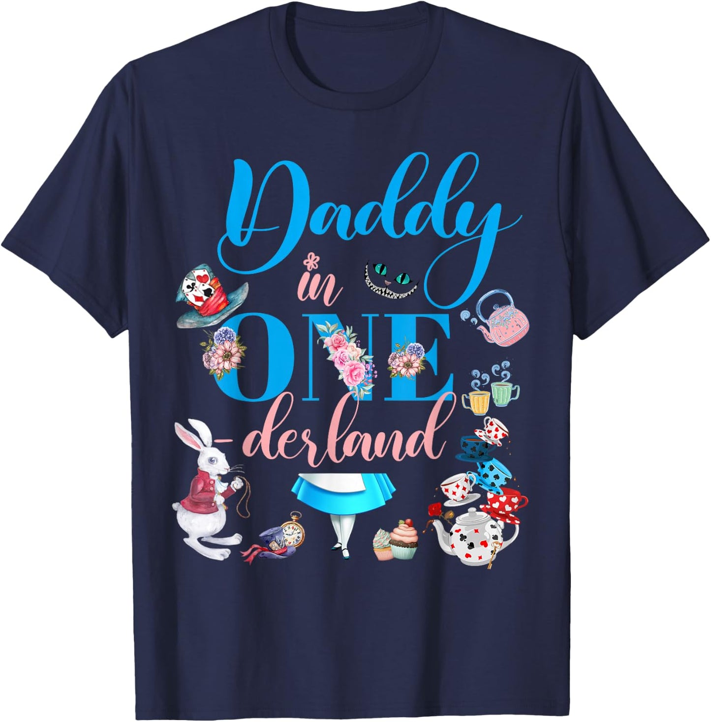 Alice in ONEderland Family Daddy Of The Birthday Girl T-Shirt - T-Shirt | Navy