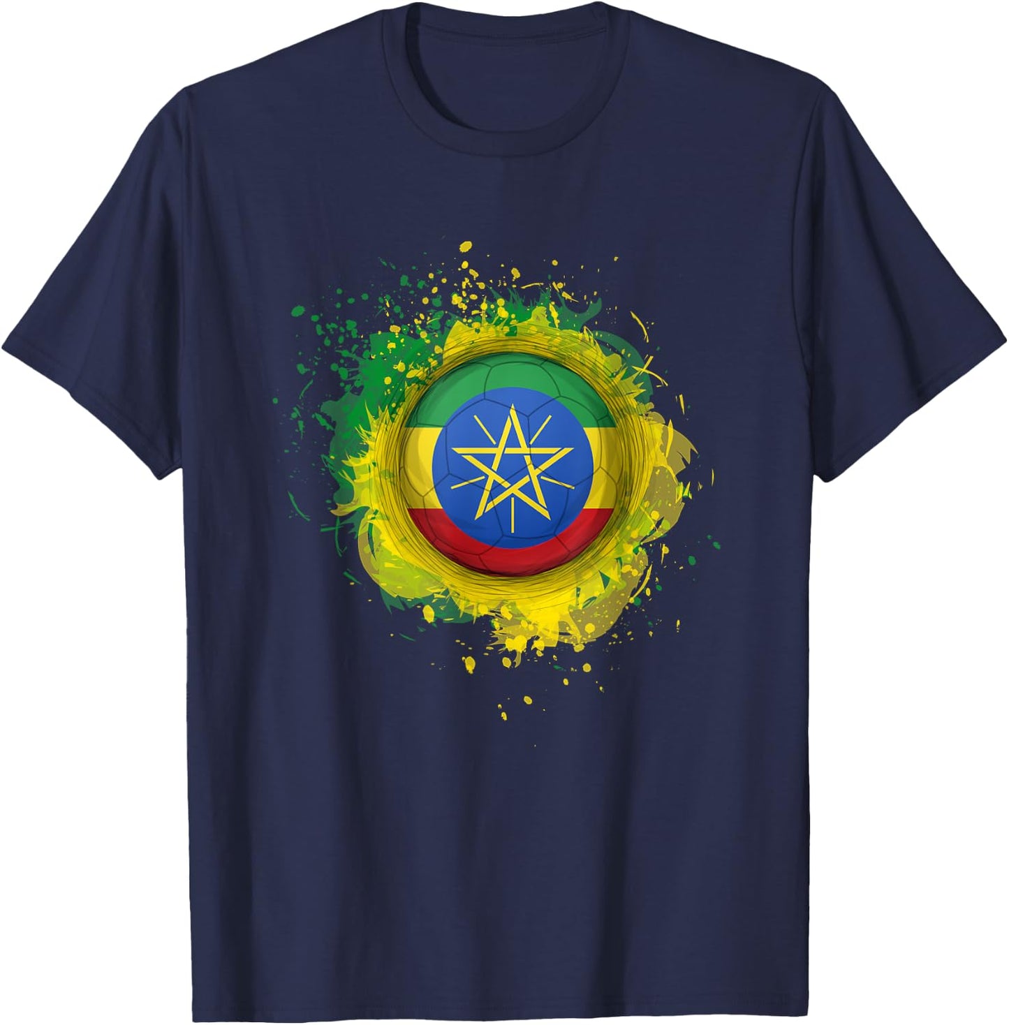 Proud Heritage Ethiopia Flag Soccer Ball T-Shirt - T-Shirt | Navy