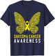 Butterfly Sarcoma Cancer Awareness Yellow Ribbon Support T-Shirt - T-Shirt | Navy