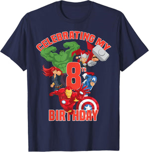 Marvel Avengers Celebrating My 8th Birthday T-Shirt - T-Shirt | Navy