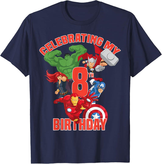 Marvel Avengers Celebrating My 8th Birthday T-Shirt - T-Shirt | Navy