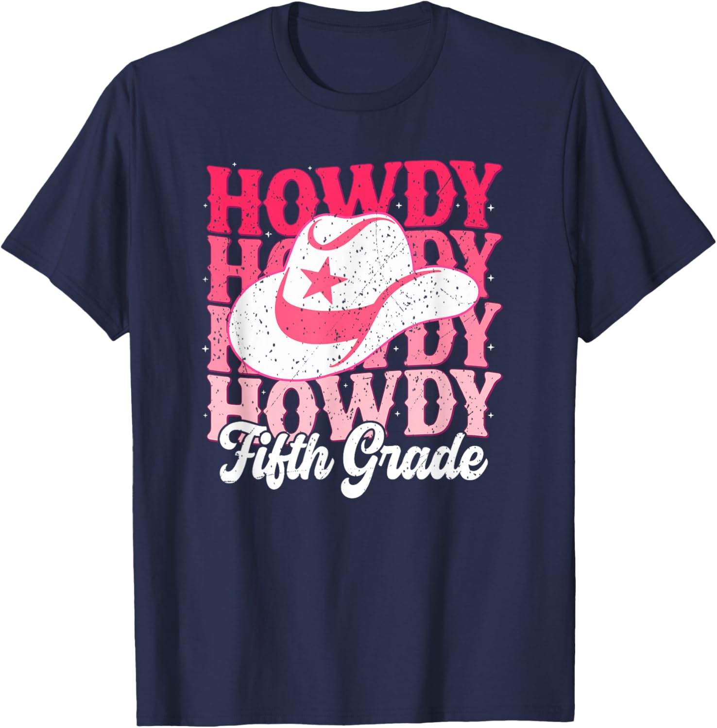 Howdy 5th Grade Teacher Western Cowgirl Rodeo Back To School T-Shirt - T-Shirt | Navy