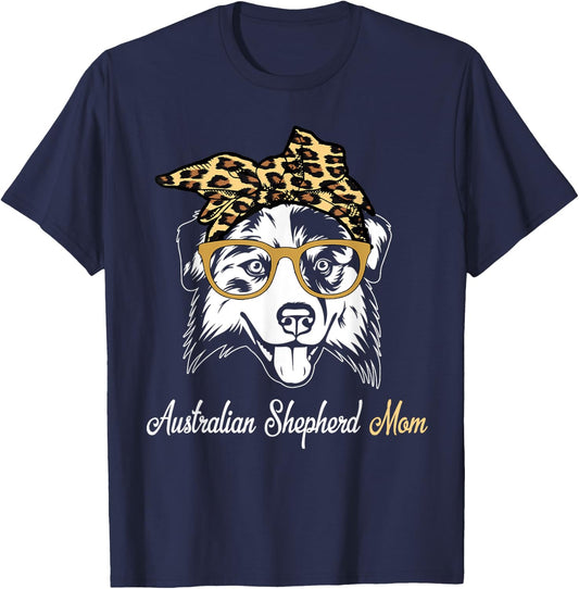 Birthday and Mother's day Gift-Australian Shepherd Mom T-Shirt - T-Shirt | Navy