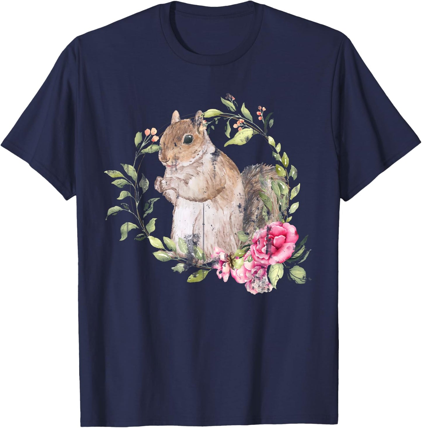 Flowers Squirrel T-Shirt - T-Shirt | Navy