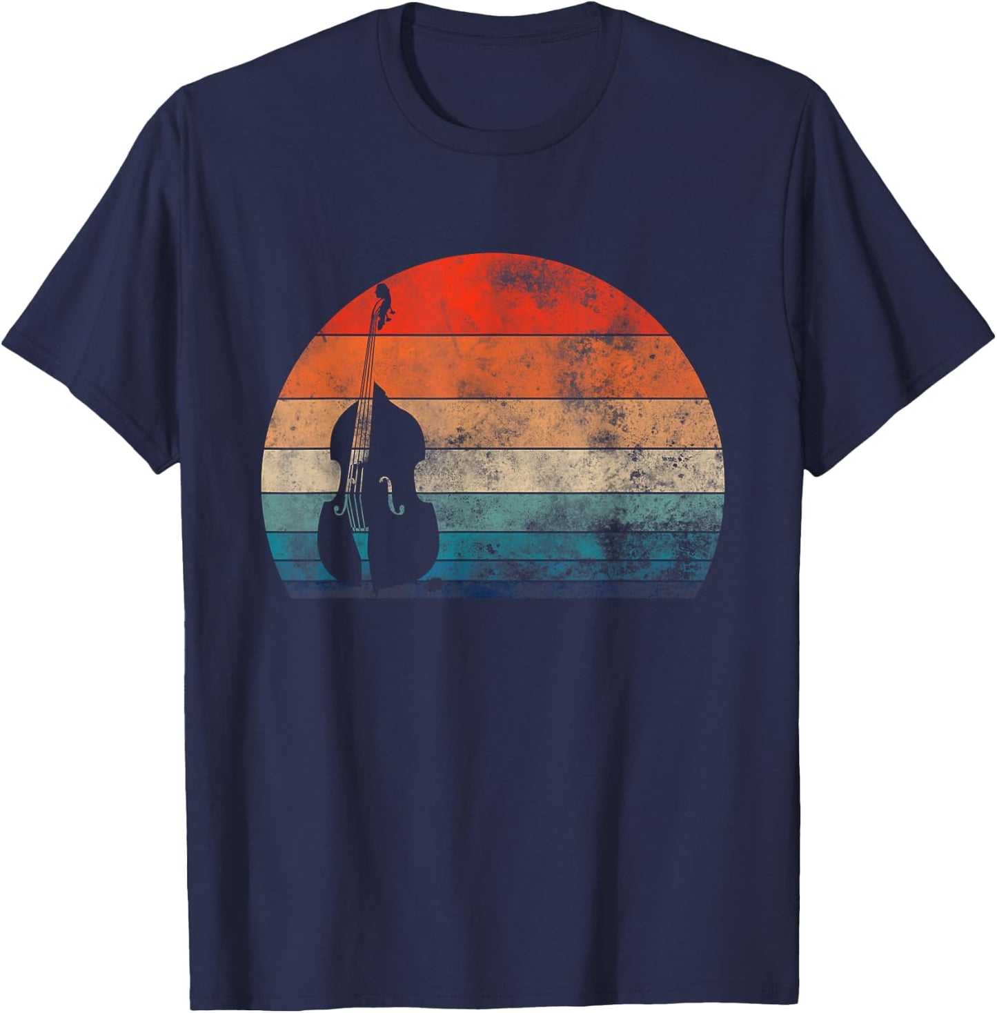 Retro Vintage Double Bass Musician T-Shirt - T-Shirt | Navy