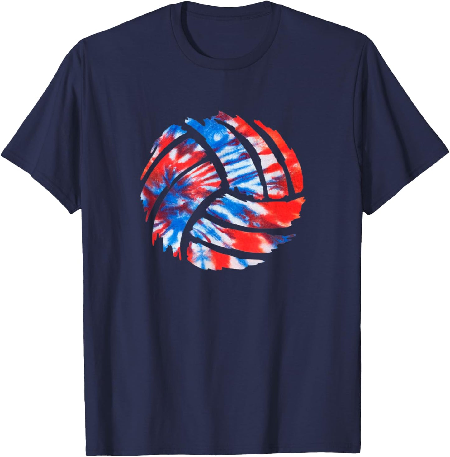 Volleyball American Tie Dye Red White & Blue Patriotic T-Shirt - T-Shirt | Navy