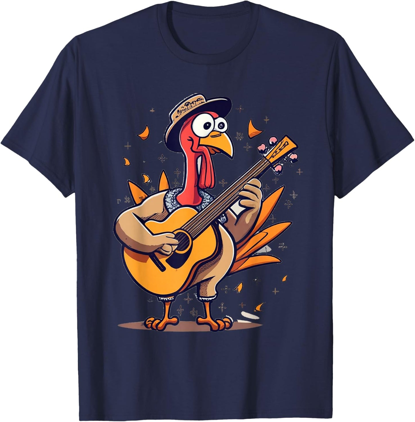 Thanksgiving RockStar Turkey Playing Guitar T-Shirt - T-Shirt | Navy