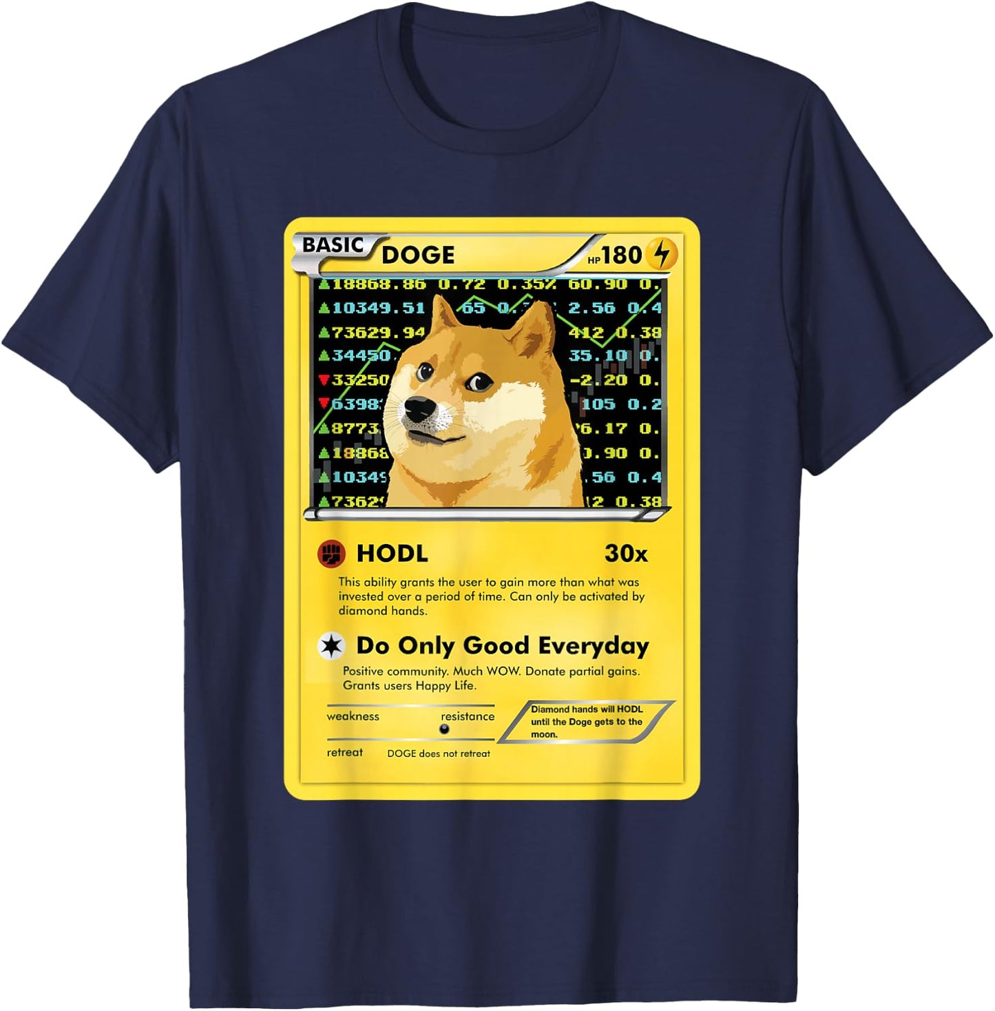 Funny Dogecoin Doge HODL Card Crypto Meme Men Kids Small T-Shirt - T-Shirt | Navy
