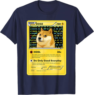Funny Dogecoin Doge HODL Card Crypto Meme Men Kids Small T-Shirt - T-Shirt | Navy