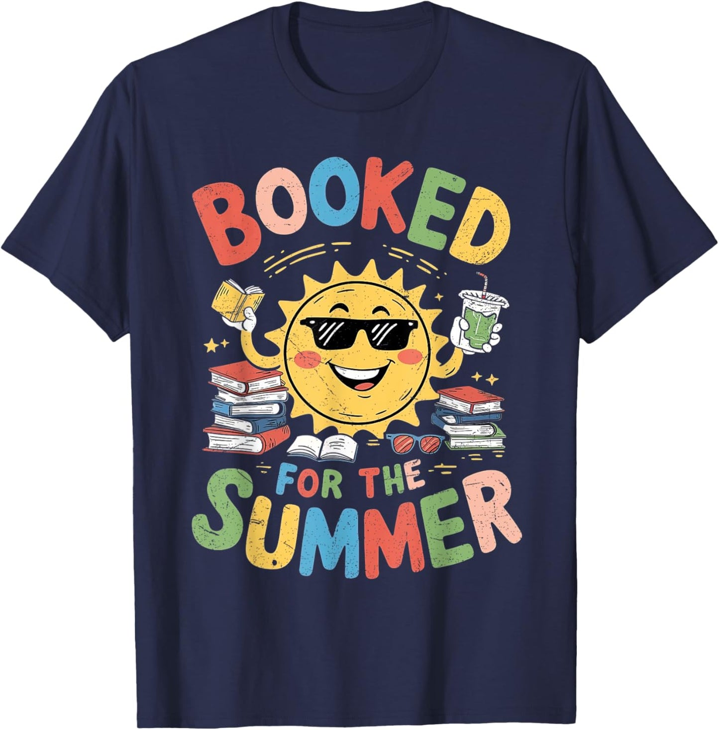 Booked For The Summer Book Lover Reading Women Girl Summer T-Shirt - T-Shirt | Navy
