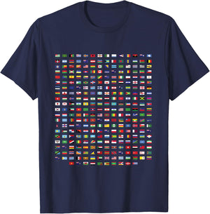 World Flags design, Cool Travel 210 Flag T-Shirt - T-Shirt | Navy