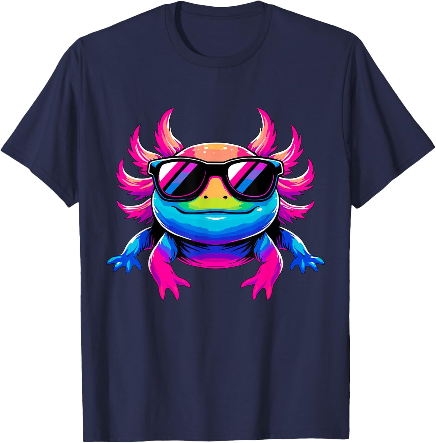 Cool Tie-Dye Axolotl Sunglasses T-Shirt - T-Shirt | Navy