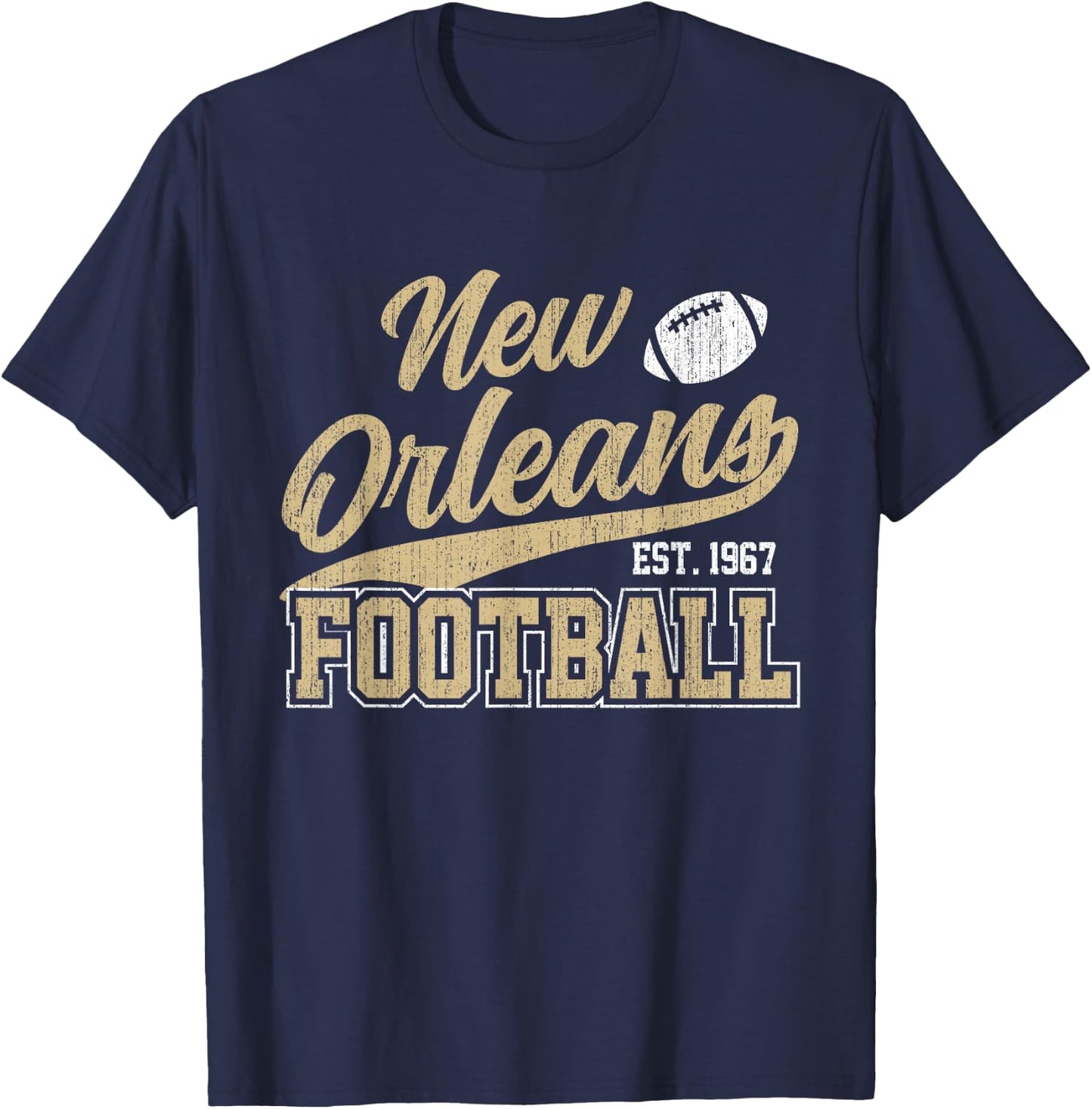 New Orleans Distressed Football Team Fan Sports T-Shirt - T-Shirt | Navy