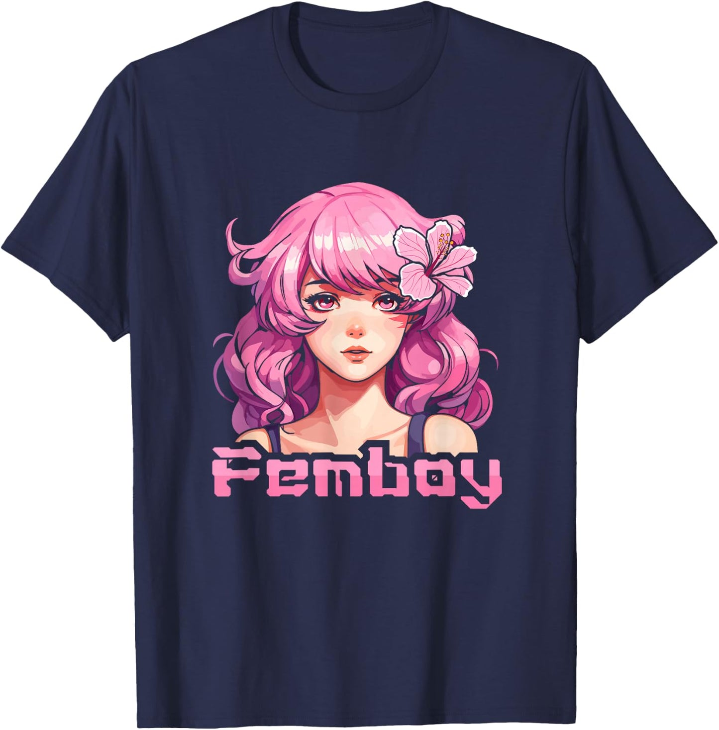 Femboy Anime Cool Japanese Japan Cosplay Otaku Manga Kawaii T-Shirt - T-Shirt | Navy
