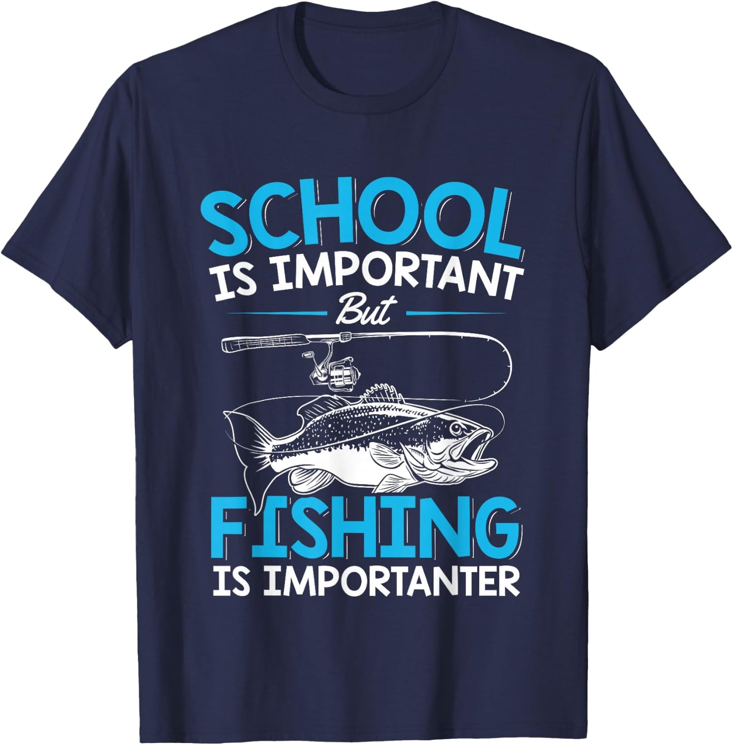 Fishing Shirt Youth Boys Fish Lover Teen Boys Fishing T-Shirt - T-Shirt | Navy