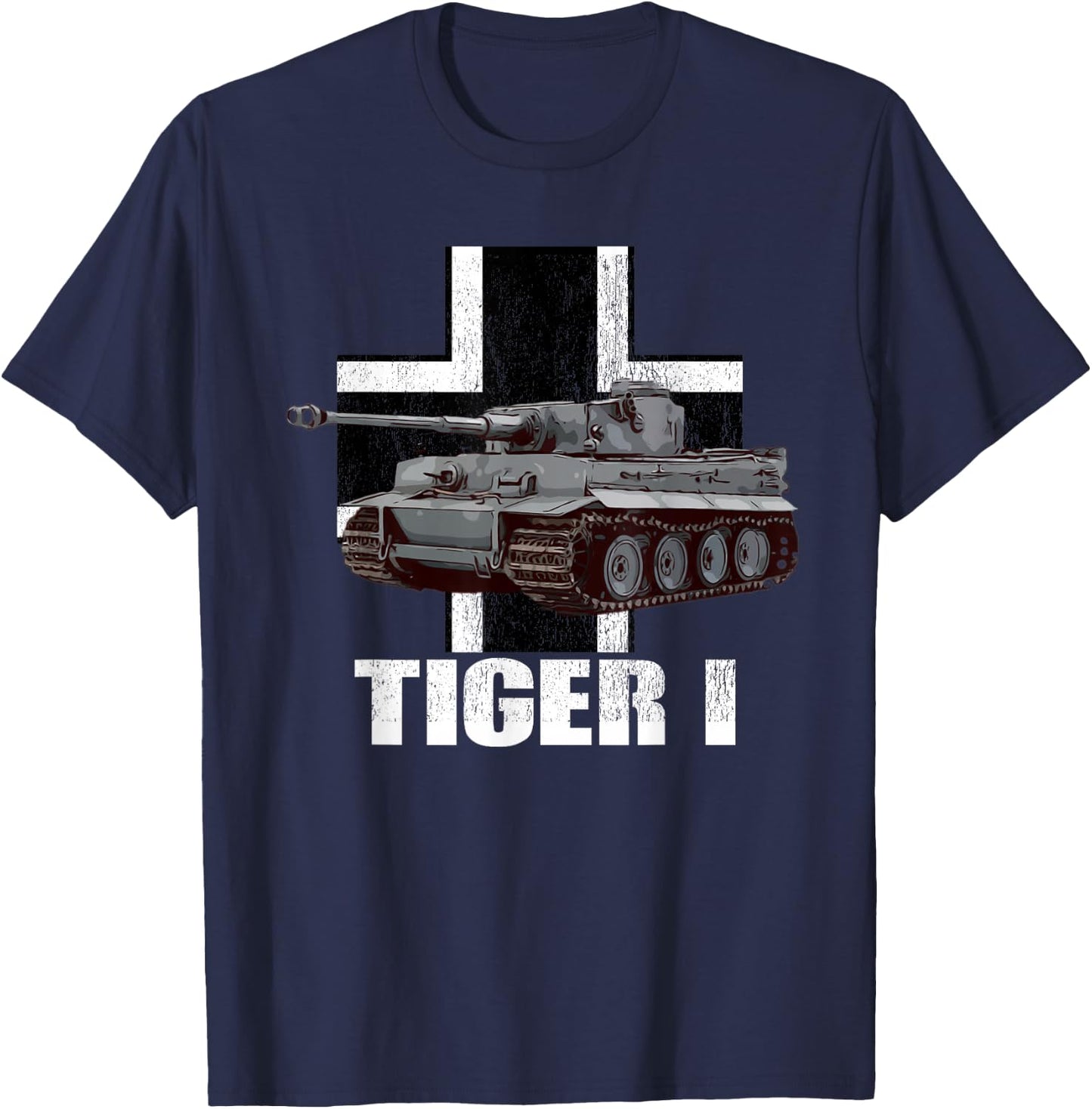 Tiger I German Heavy Tank WW2 Panzer Armored T-Shirt - T-Shirt | Navy