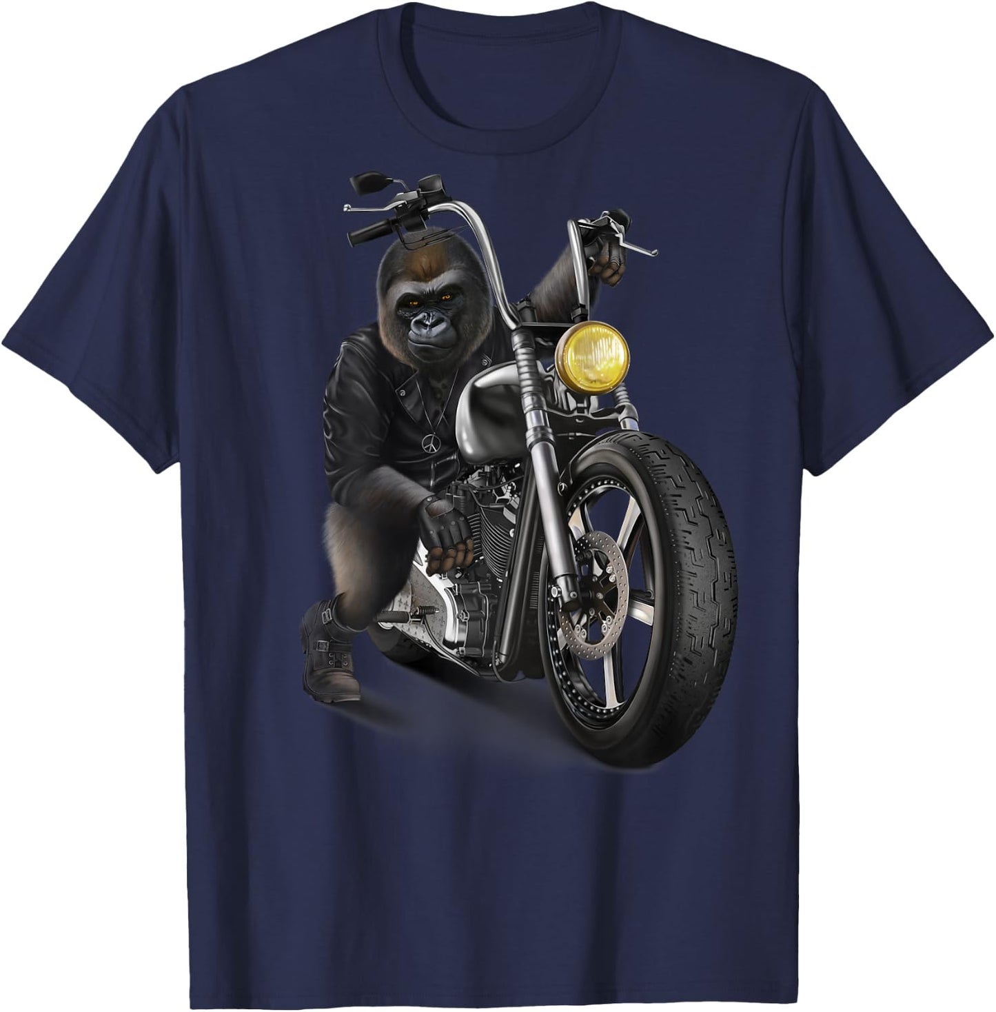 Gorilla Riding Chopper Motorcycle T-Shirt - T-Shirt | Navy