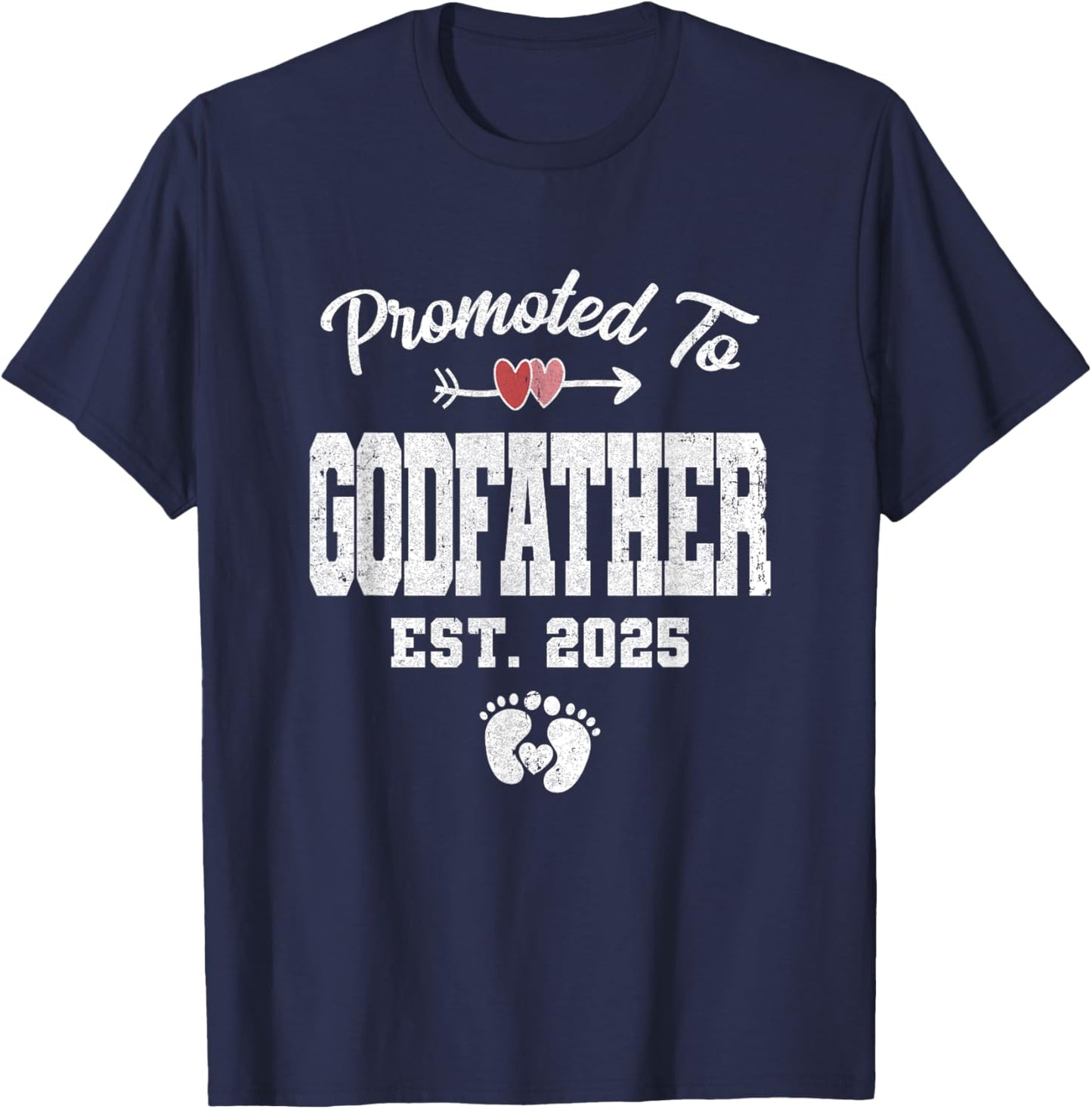 Promoted To Godfather Est 2025 Funny First Time Fathers Day T-Shirt - T-Shirt | Navy