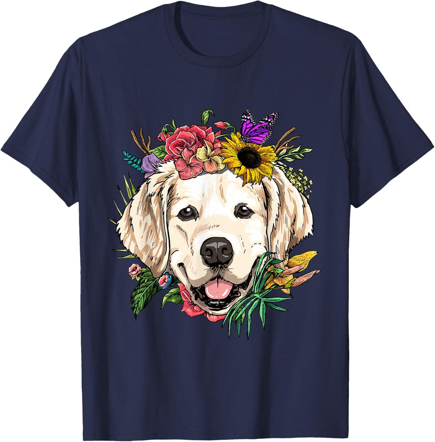 Golden Retriever Shirt Dog Face Golden Retriever Lover T-Shirt - T-Shirt | Navy