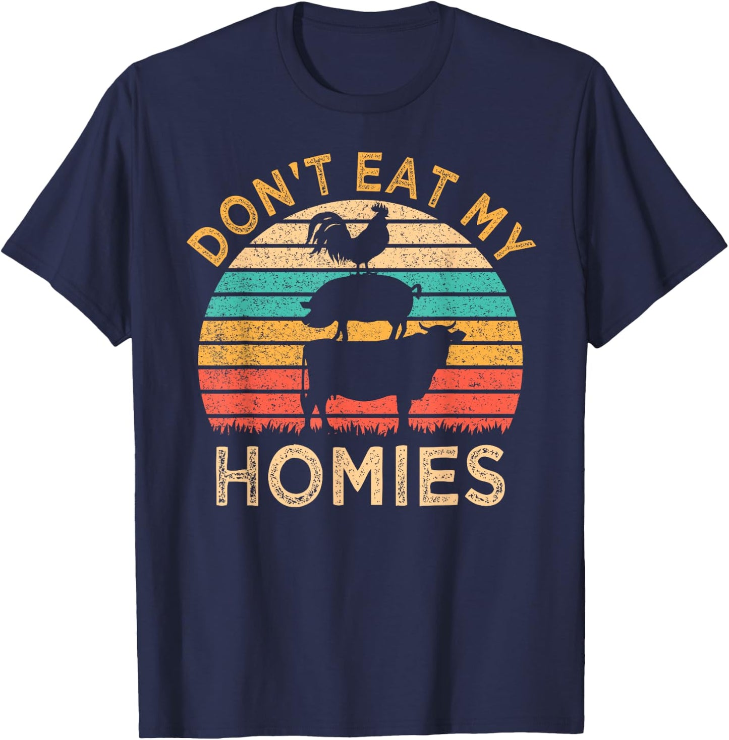 Vegan Don't Eat My Homies Funny Vegetarian T-Shirt - T-Shirt | Navy