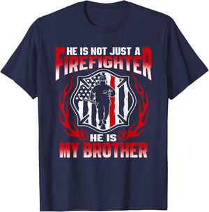 My Brother Is A Firefighter Hero - Proud Fire Sibling Gifts T-Shirt - T-Shirt | Navy