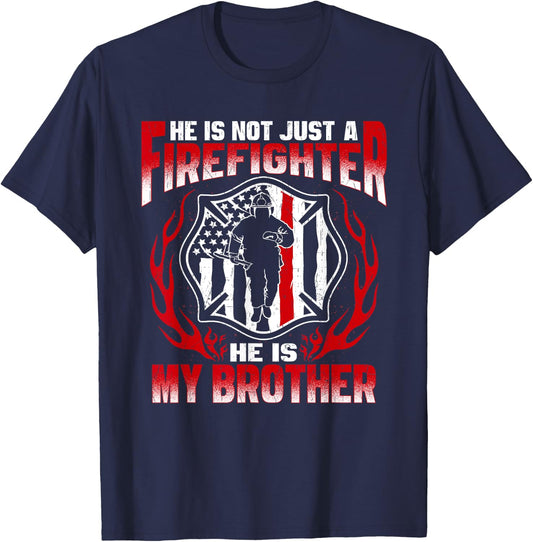 My Brother Is A Firefighter Hero - Proud Fire Sibling Gifts T-Shirt - T-Shirt | Navy