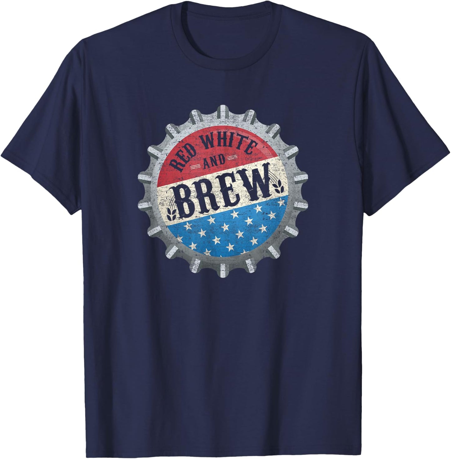 Red White And Brew 4th Of July Craft Beer Father T-Shirt - T-Shirt | Navy