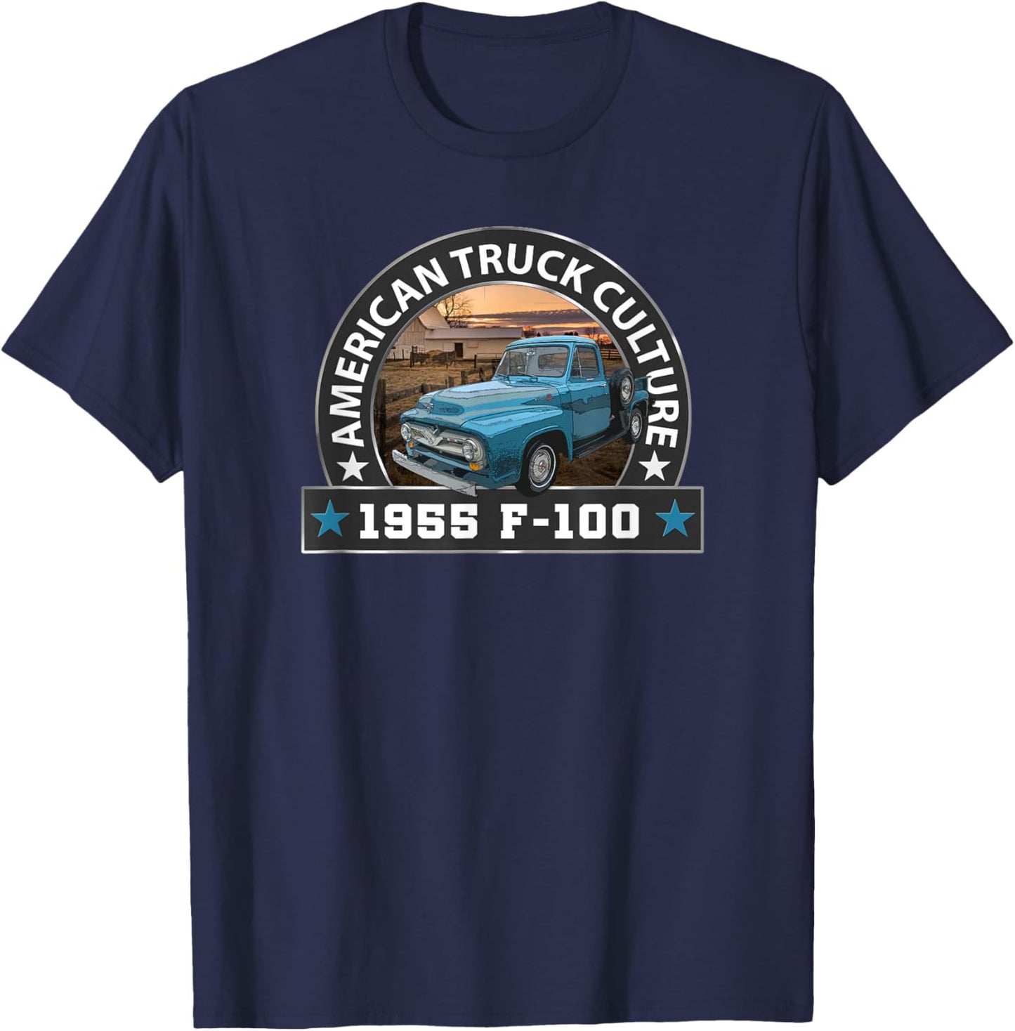 Vintage 1955 F100 Pickup Truck, Big Blue, Classic Trucks T-Shirt - T-Shirt | Navy
