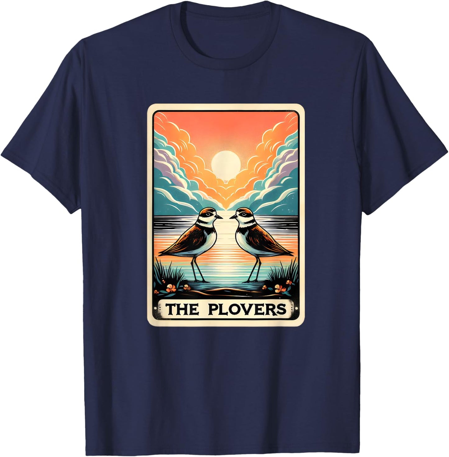 The Piping Plovers Bird Watcher Lovers Funny Tarot Card Pun T-Shirt - T-Shirt | Navy