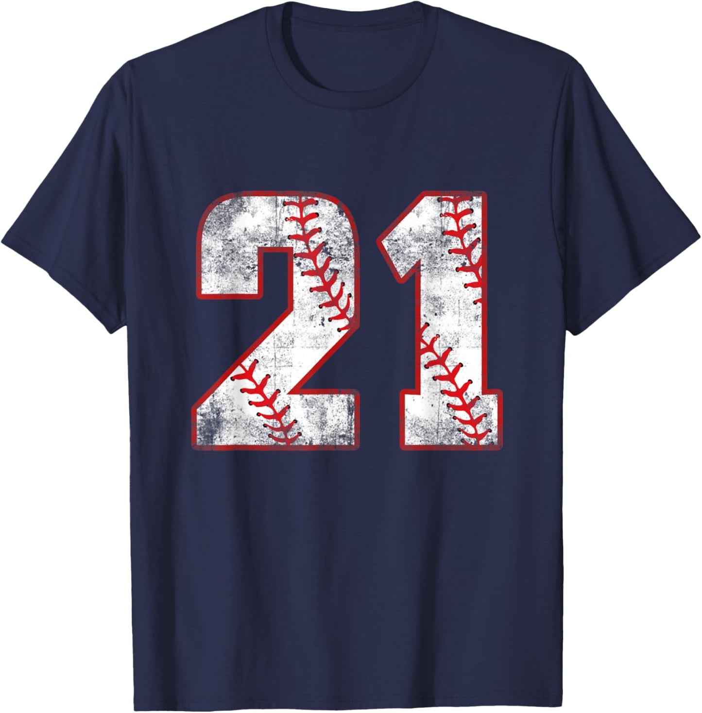 Vintage Baseball 21 Jersey Number T-Shirt - T-Shirt | Navy