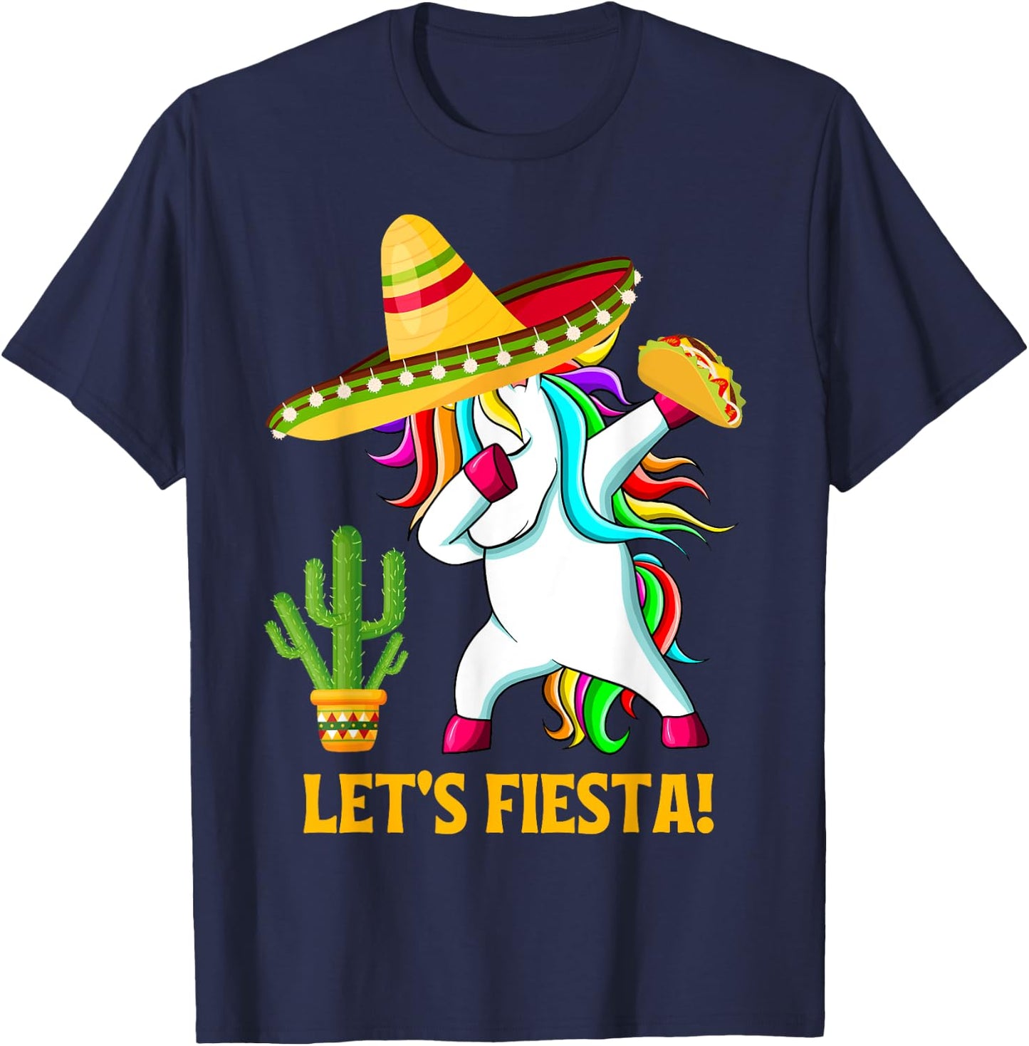 Dabbing Unicorn Funny Cinco de Mayo Kids Girls Let's Fiesta T-Shirt - T-Shirt | Navy